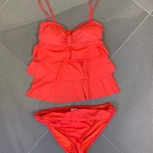 Kenneth Cole Ruffle-Tiered Tubini Swimsuit